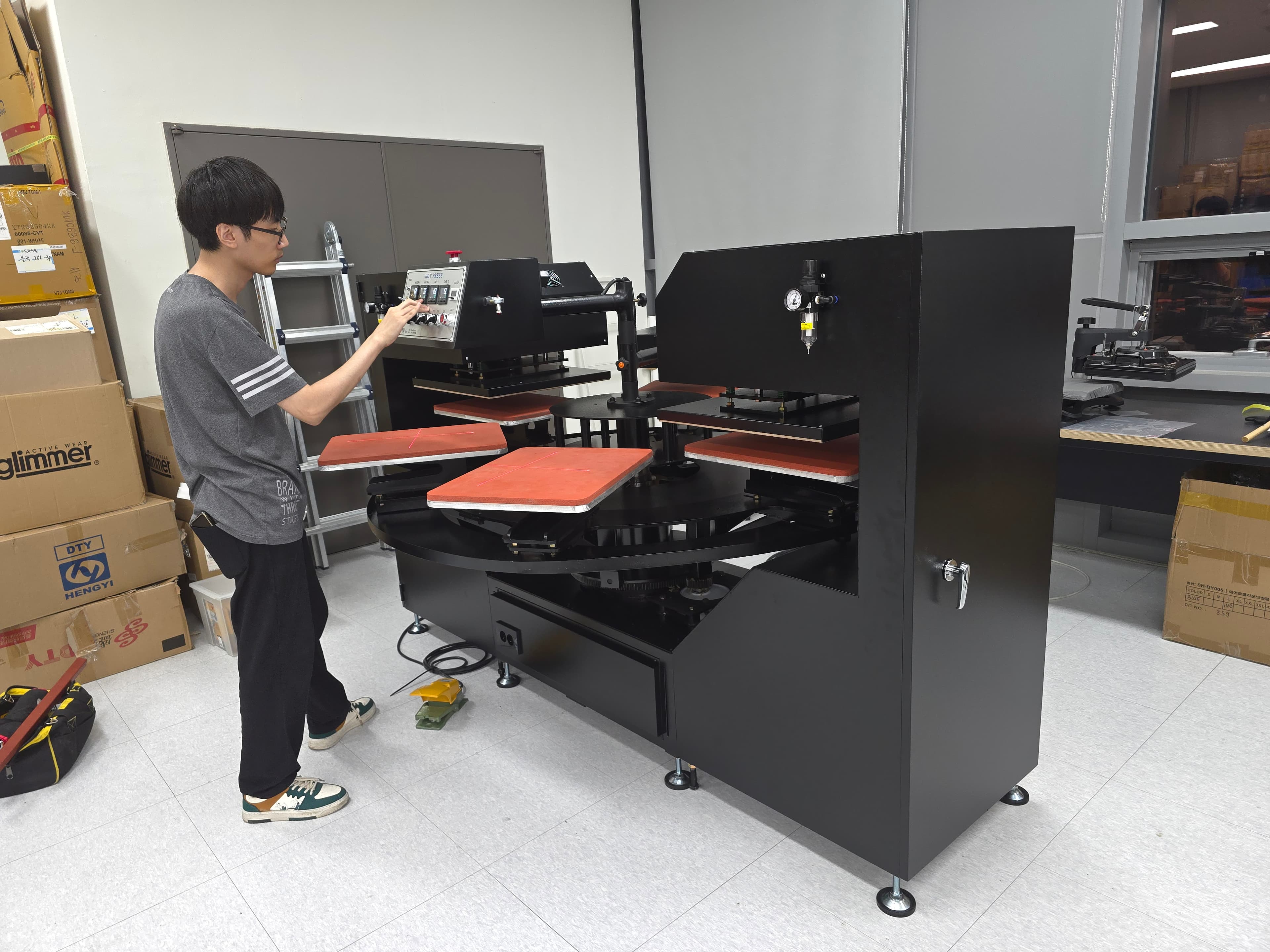 듀얼 로타리 전사 프레스